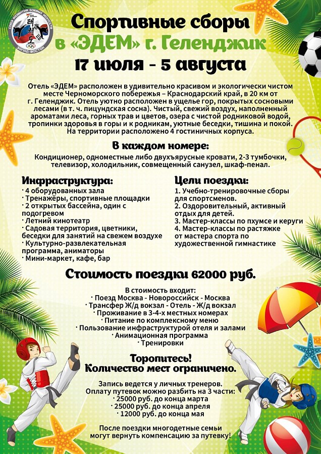 Спортивные сборы на море 2021